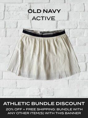 NWT Old Navy Active Pleated Skort Size L | Cream/White Tennis Golf Pickleball
